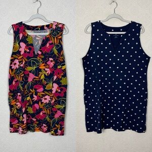 Lands’ End Bundle Polka Dot Sundress Floral Cotton Dress Large Casual Summer